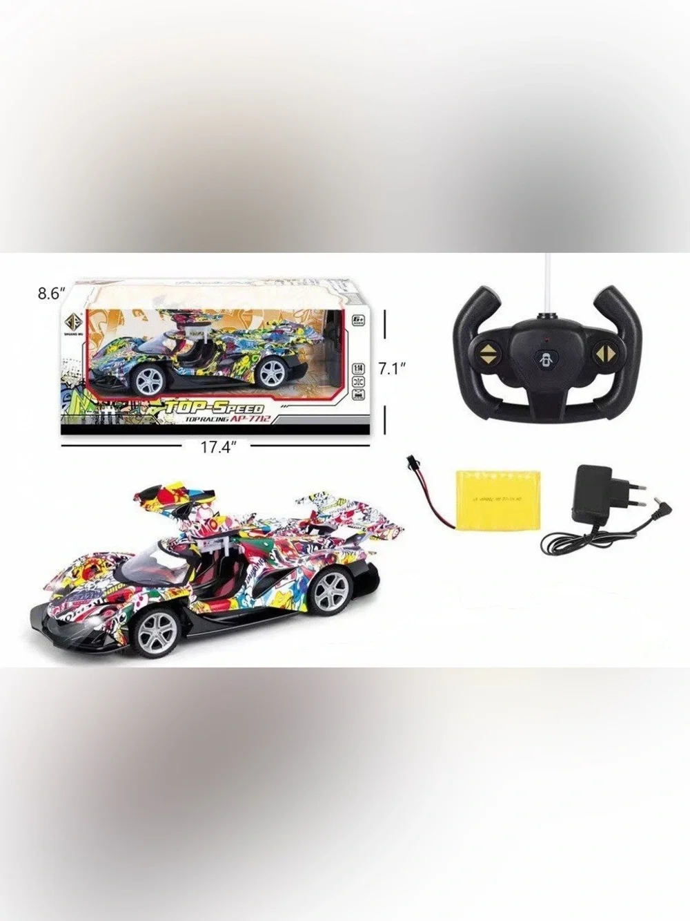 Colorful Graffiti Sports Car Toy for Kids - Multicolor